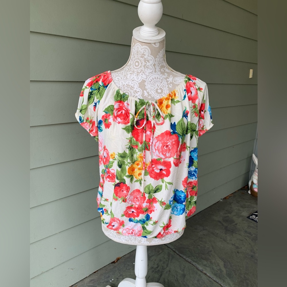 Bright Silky Floral Blouse